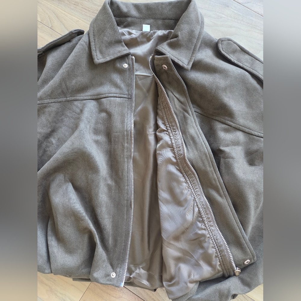 Brown Suede Women's Bomber Jacket Small - Picture 5 of 9